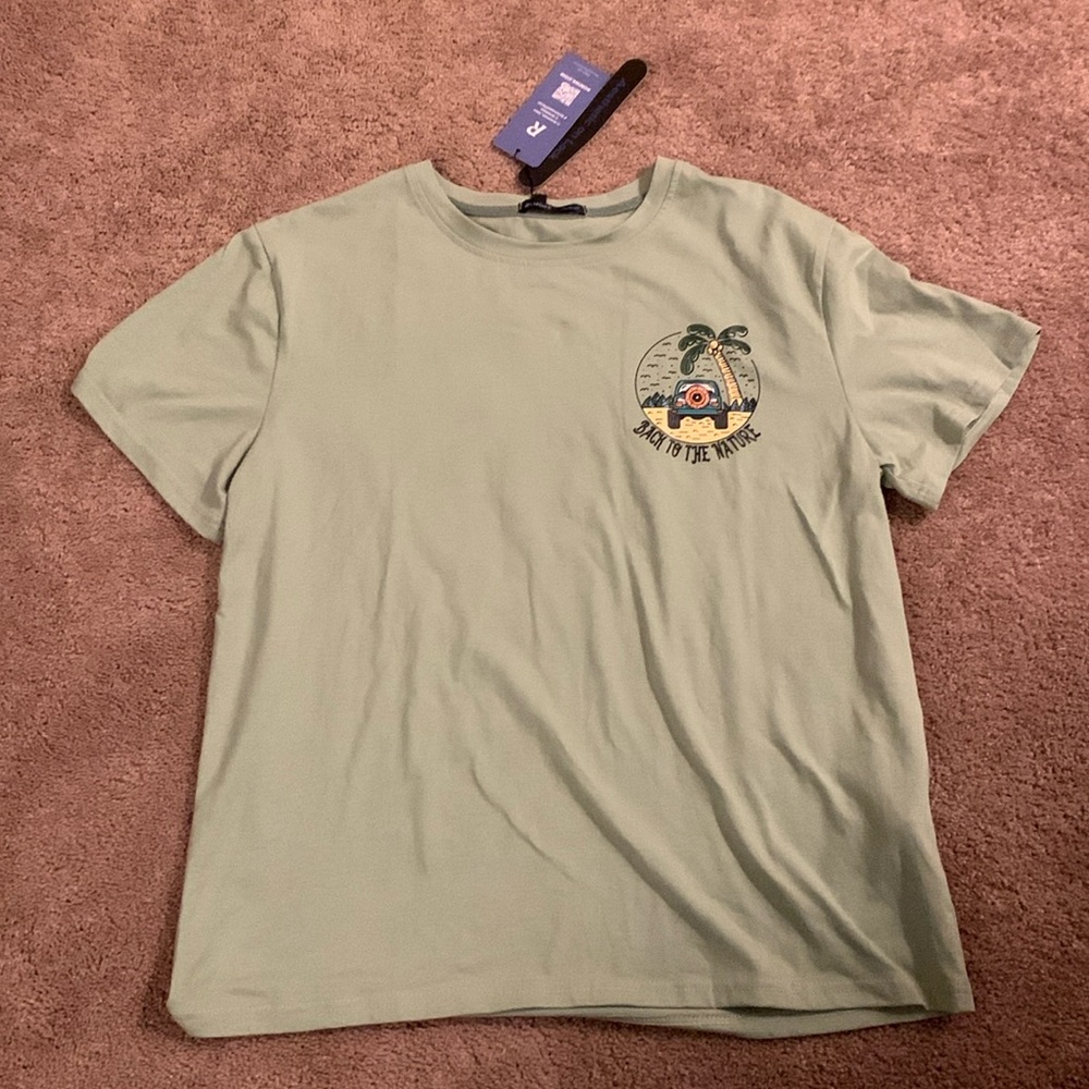 NEW ROMWE Men’s Size Small Green Short Sleeve Shirt
